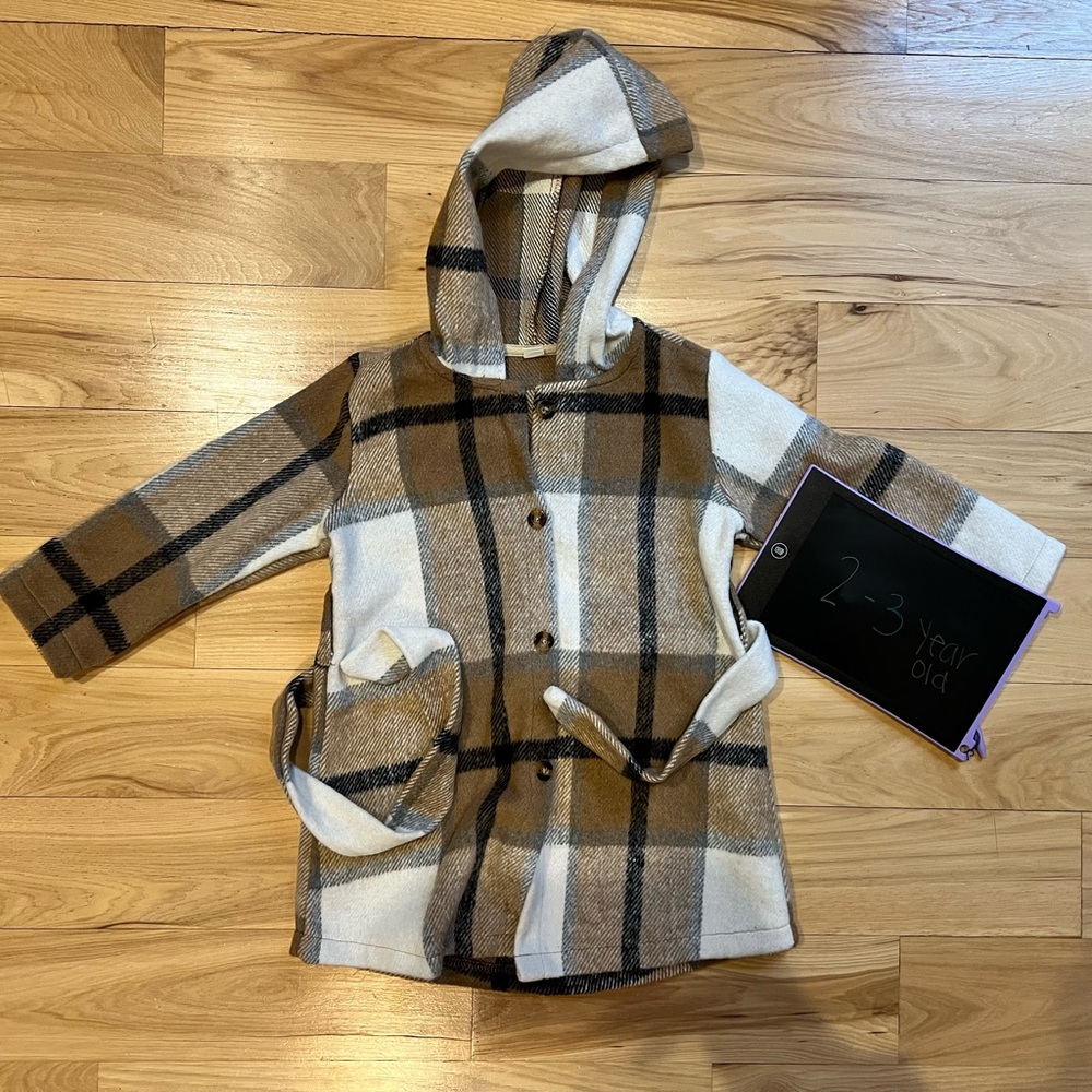 Plaid Hooded Kids Coat